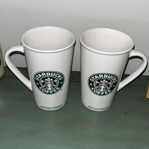 2-Starbucks Limited edition 2006 tall 16 oz Siren White Ceramic Coffee Cup Cups